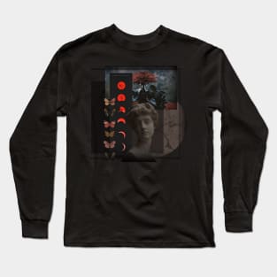 Aesthetics, darkness, gothic, romantic, moon, dark academia, love, romantic, statue, vintage, retro, artistic, artsy, classy, butterfly, flowers, floral Long Sleeve T-Shirt